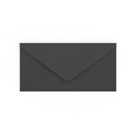 DL Black British Made Gummed V-Flap Envelope (110 x 220mm)